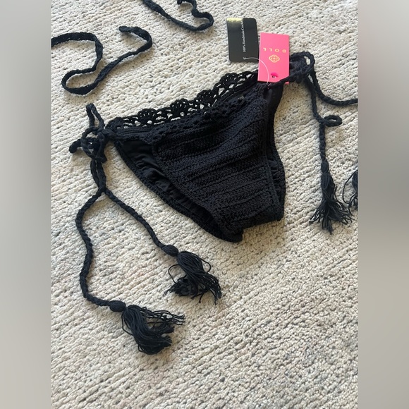 BRAND NEW bathing suit set black crochet bikini top and bottoms - Picture 9 of 16